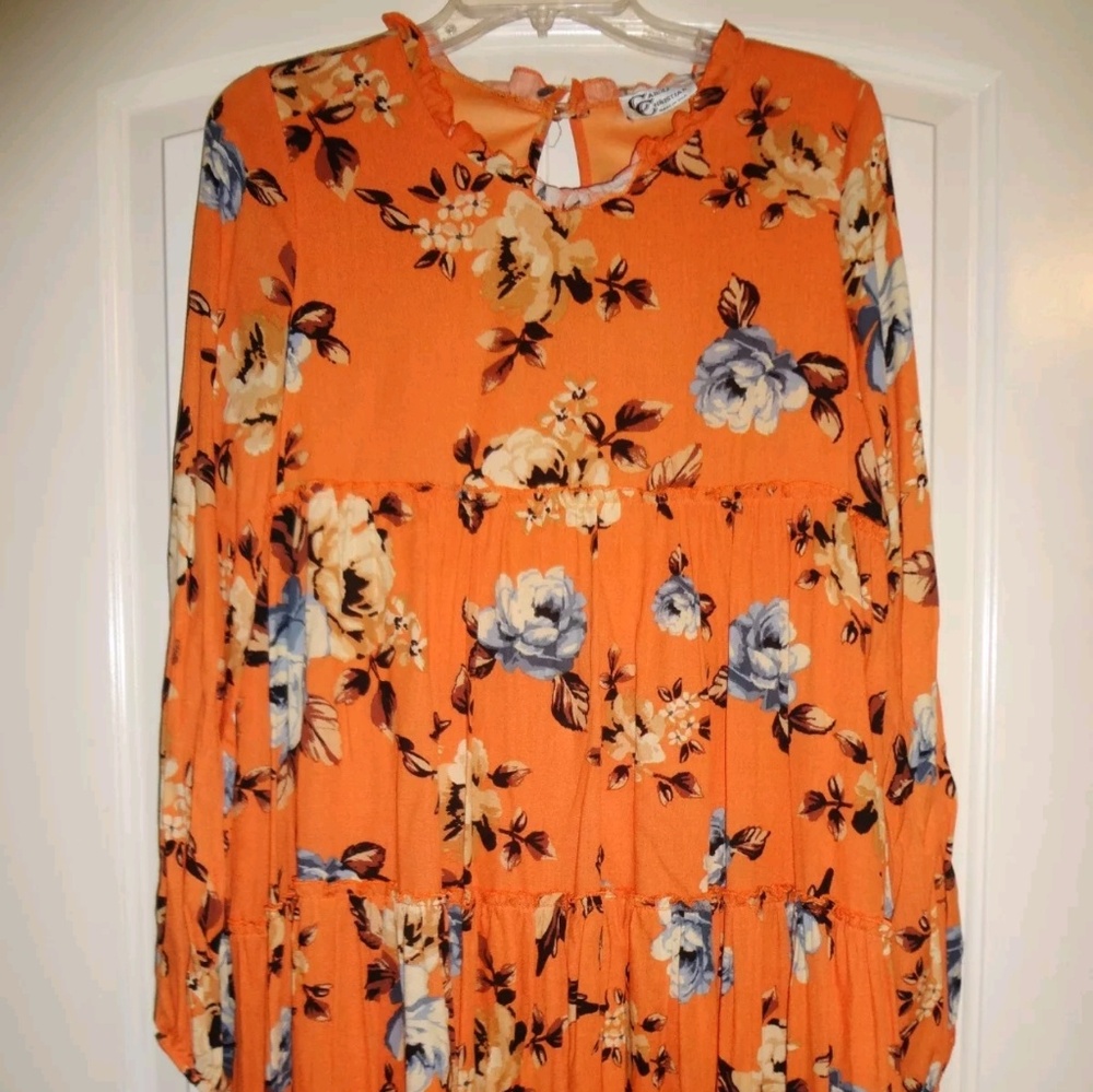 Carole Christian long floral tunic top